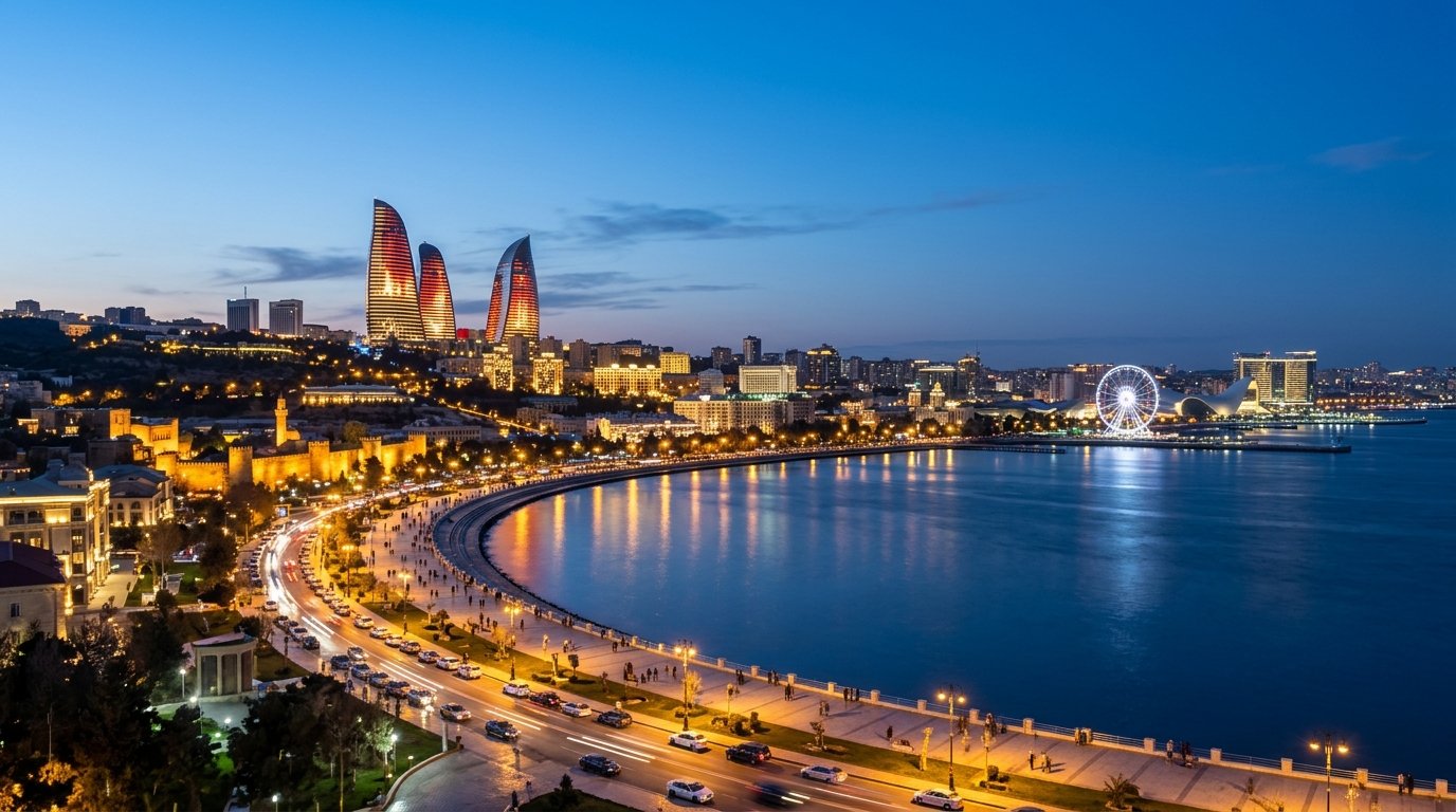 Baku Flame Towers and Caspian Promenade